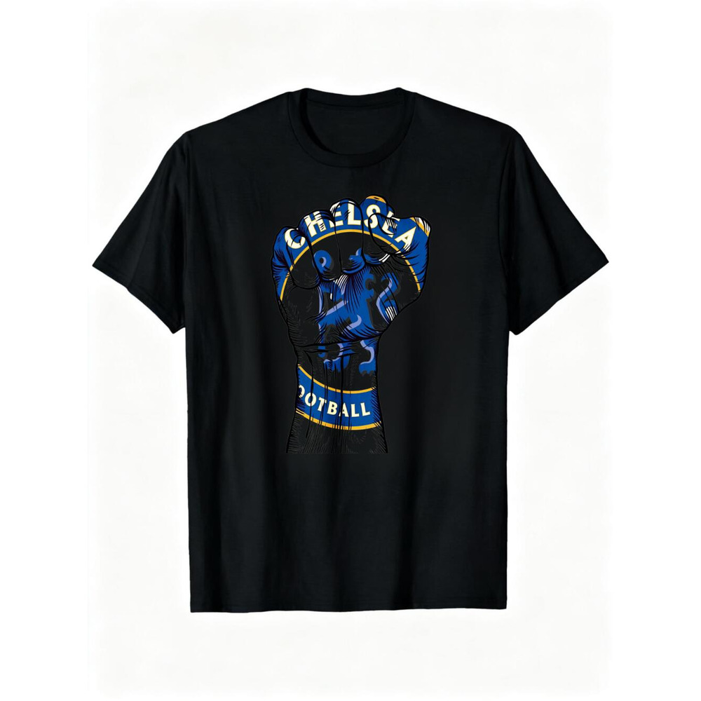 Soft Summer Yellow Clothing - Chelsea Football Fist Graphic T-Shirt, Blue