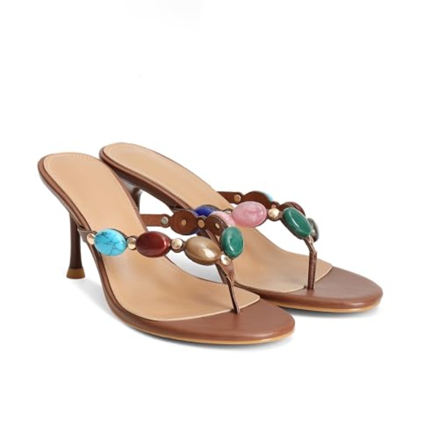Flip Flop Jeweled - Jeweled Flip Flop Kitten Heels for