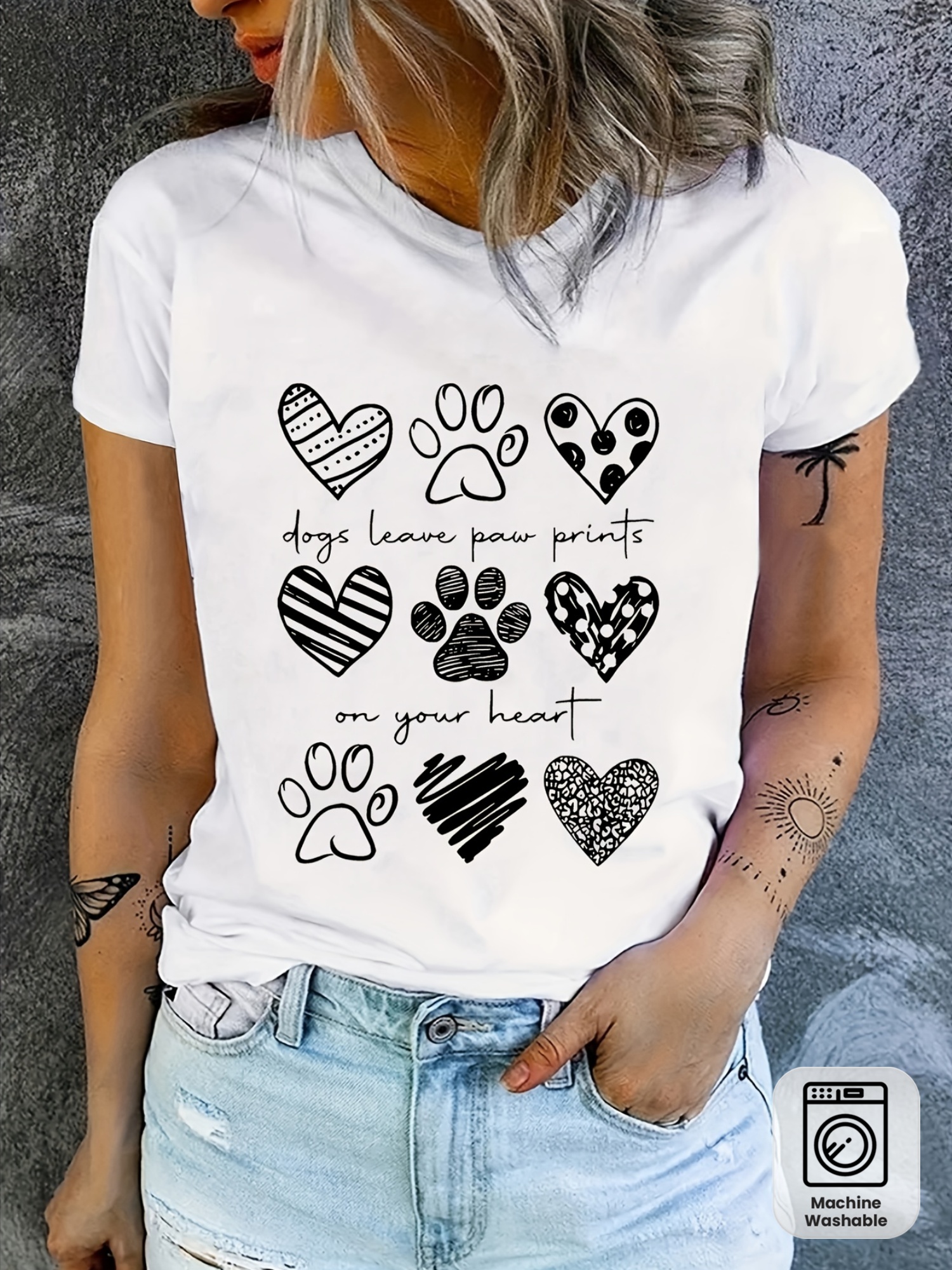 Summer Dog Clothing - Women's Unisex White Dog Paw Print