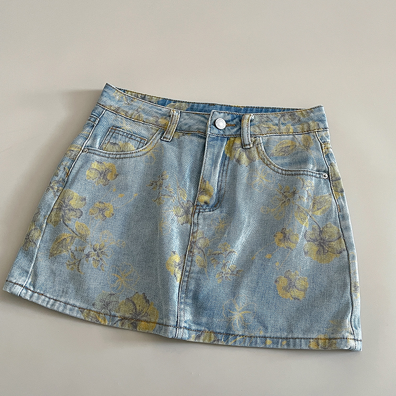 Elegant Women Denim Skirt Yell - Soft Summer Yellow Clothing review and price