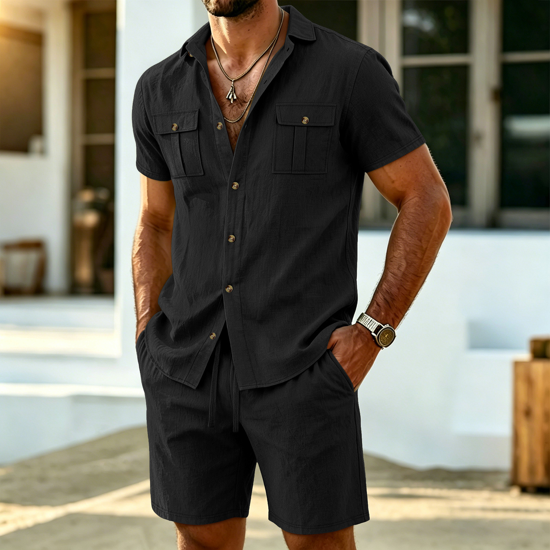 New summer men's linen outdoor - Summer Clothing Sets Men review and price