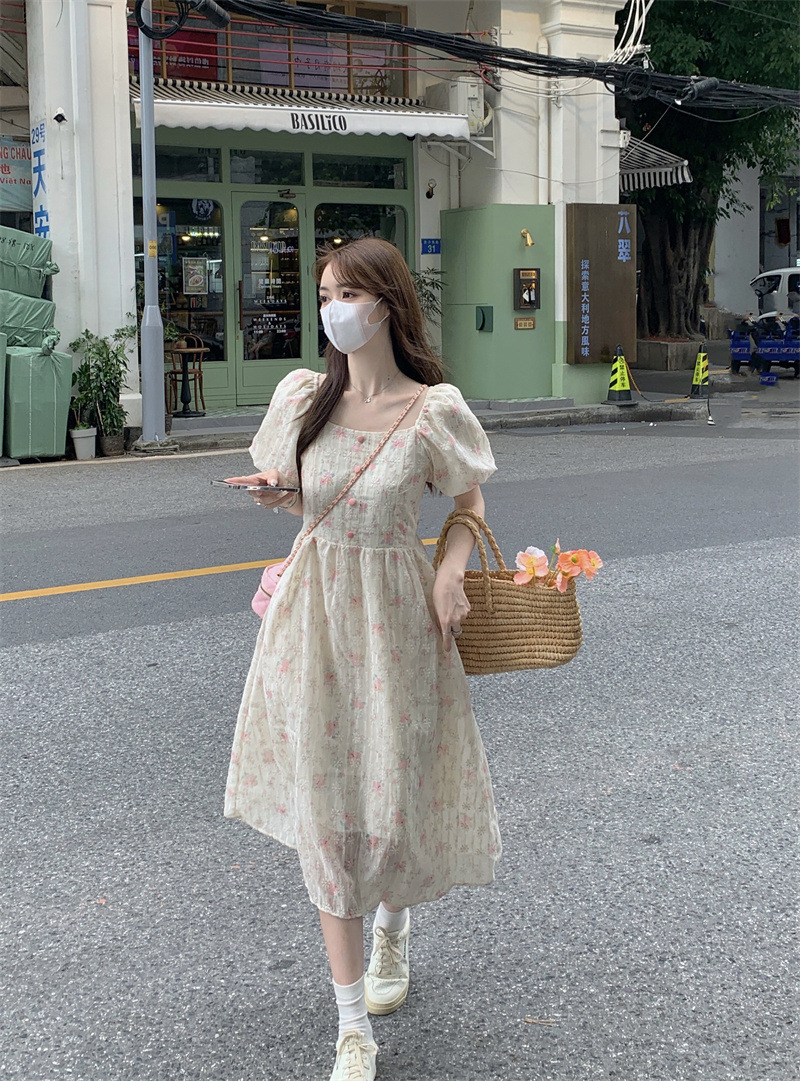 Floral Print Midi Dress, Squar - Sundress Midi Floral review and price