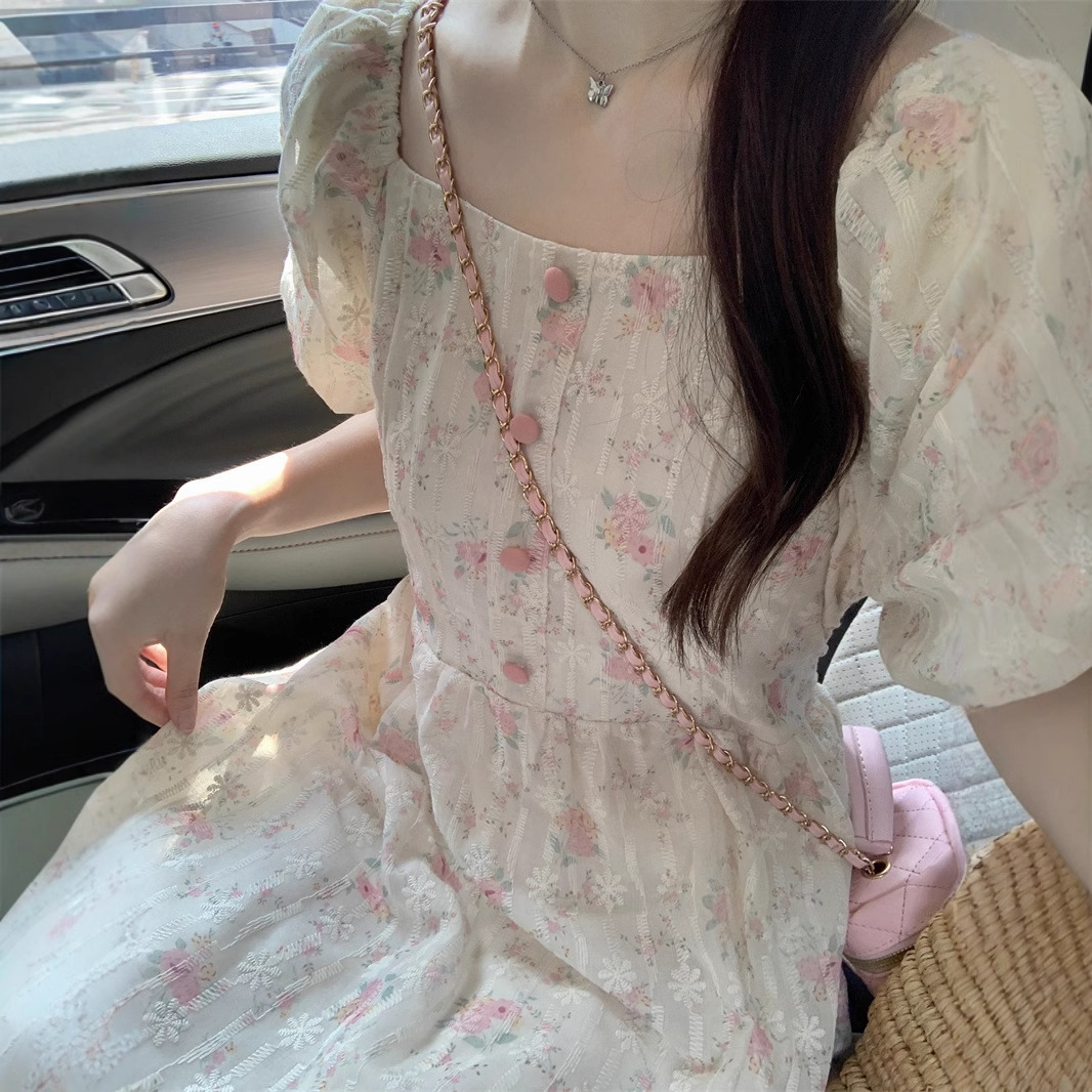 Floral Print Midi Dress, Squar - Sundress Midi Floral review and price