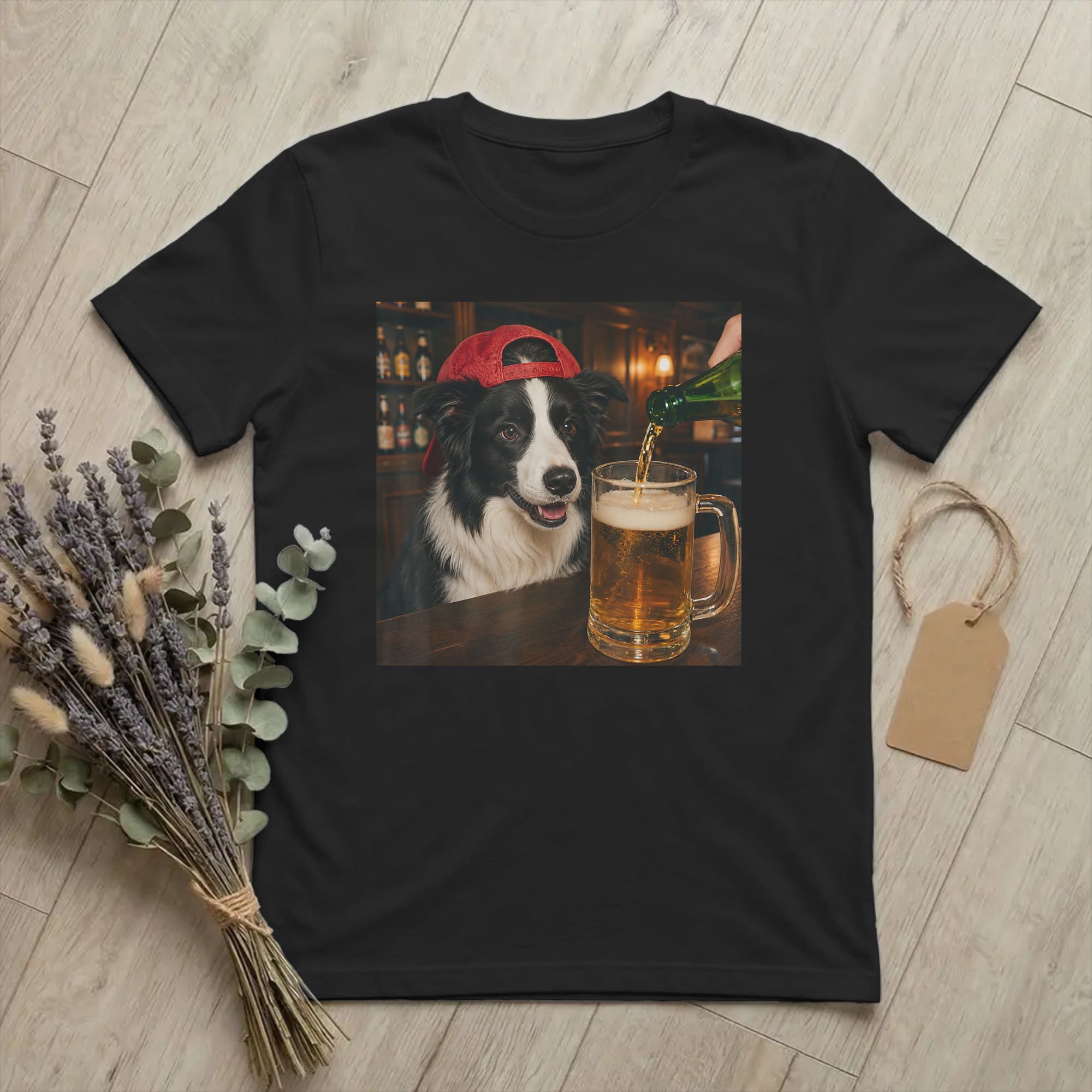 Men Border Collie Drinking Bee - Summer Clothing Ideas review and price