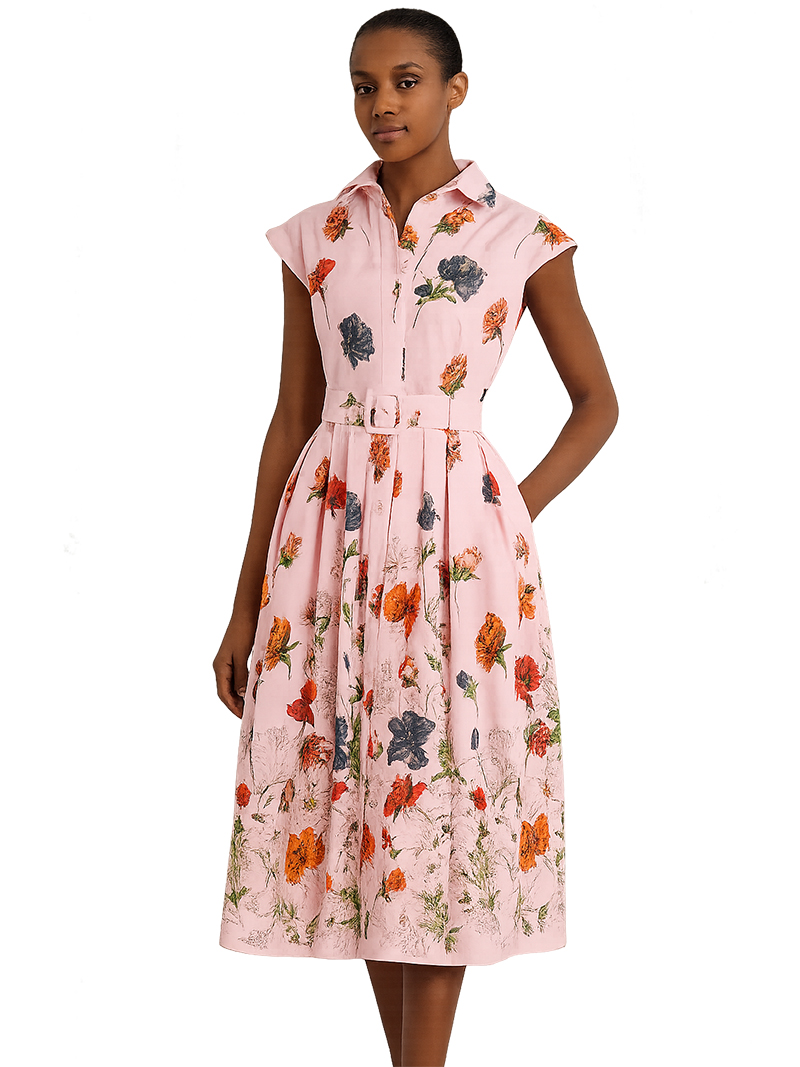 2025 Vintage Floral Print Shir - Sundress Midi Floral review and price