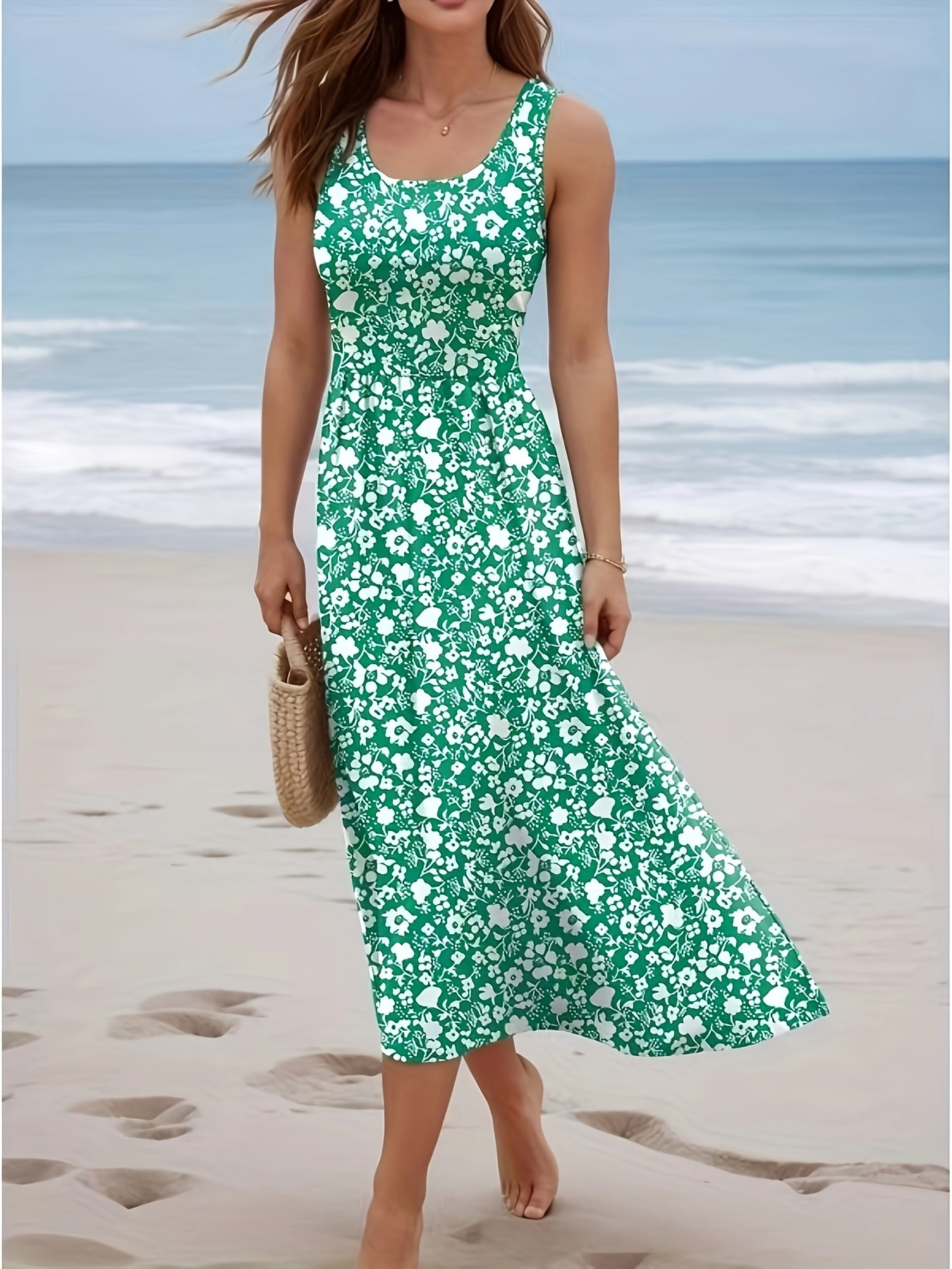 Women Summer Sleeveless Floral - Sundress Midi Floral review and price