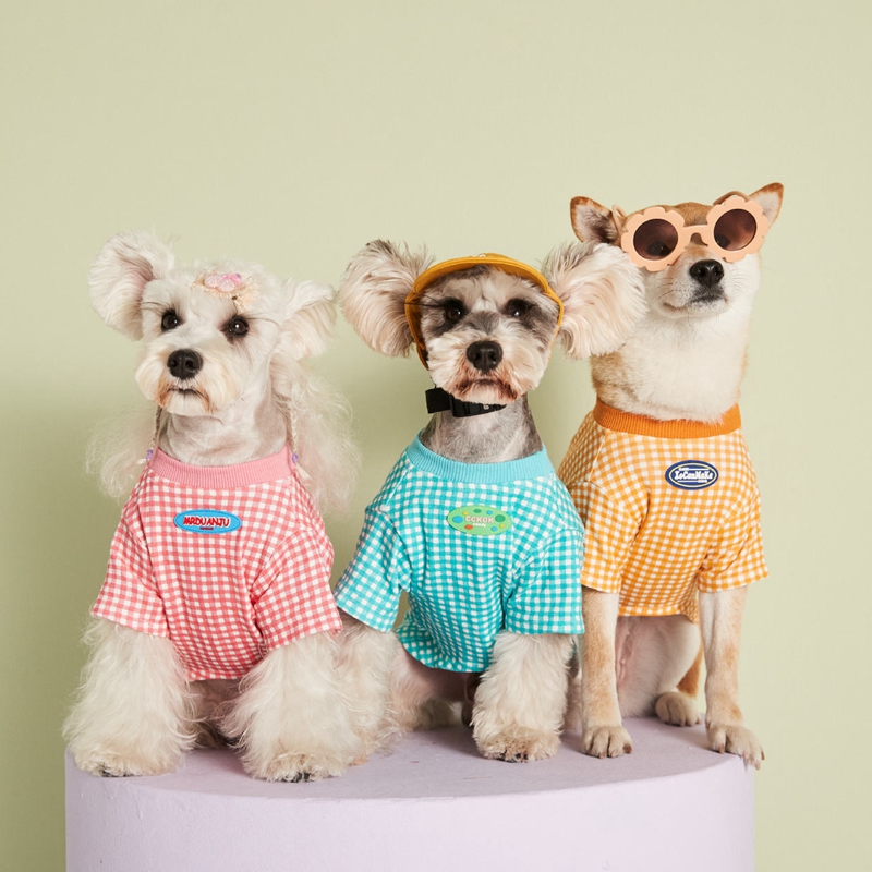 Pet Dog Plaid T-shirt Clothes  - Summer Dog Clothing review and price