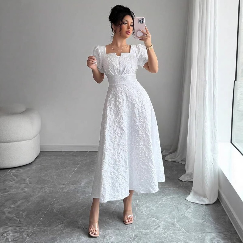 Women White Embossed Floral Mi - Sundress Midi Floral review and price