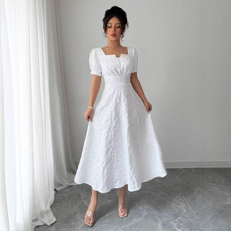Women White Embossed Floral Mi - Sundress Midi Floral review and price