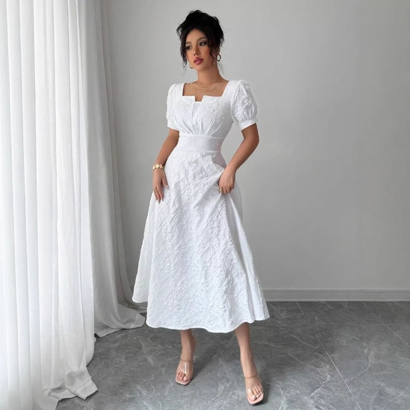 Women White Embossed Floral Mi - Sundress Midi Floral review and price