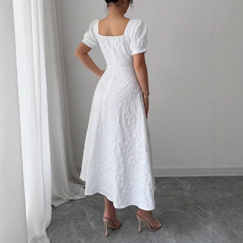 Women White Embossed Floral Mi - Sundress Midi Floral review and price