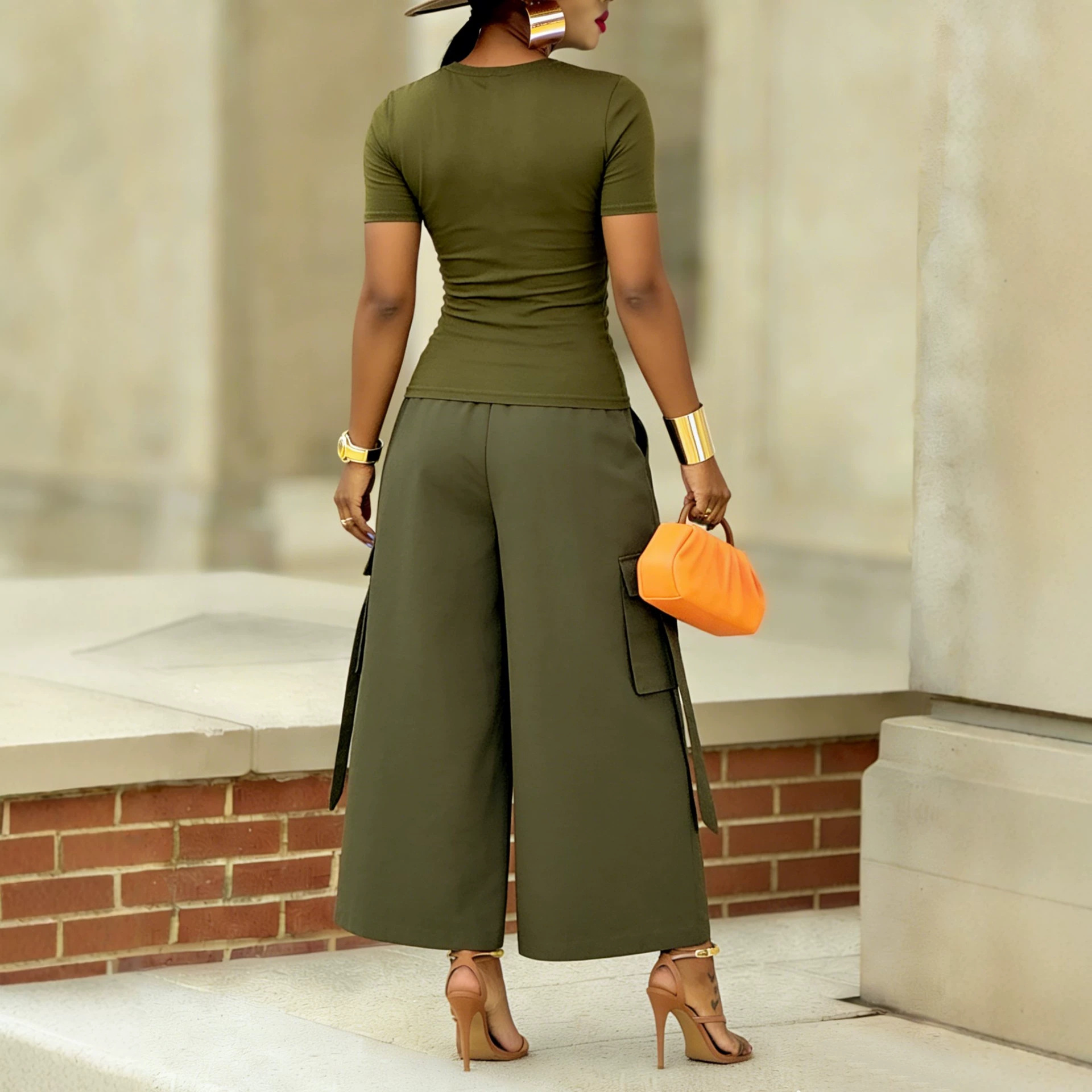 High Waist Cargo Wide Leg Crop - Palazzo Pant Wide review and price