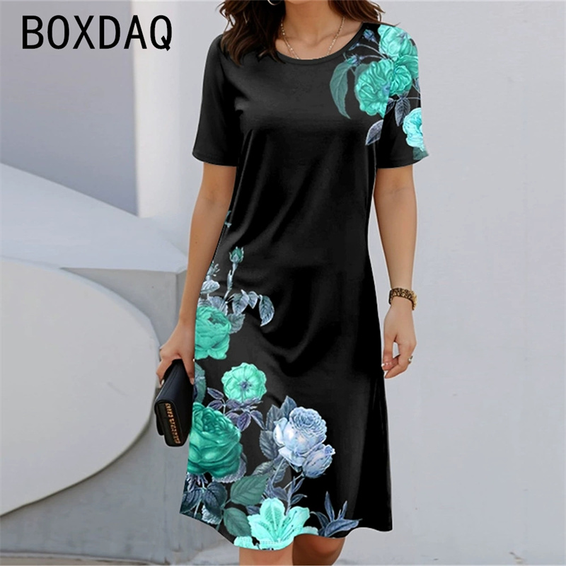 Bohemian Style Short Sleeve Ro - Sundress Midi Floral review and price
