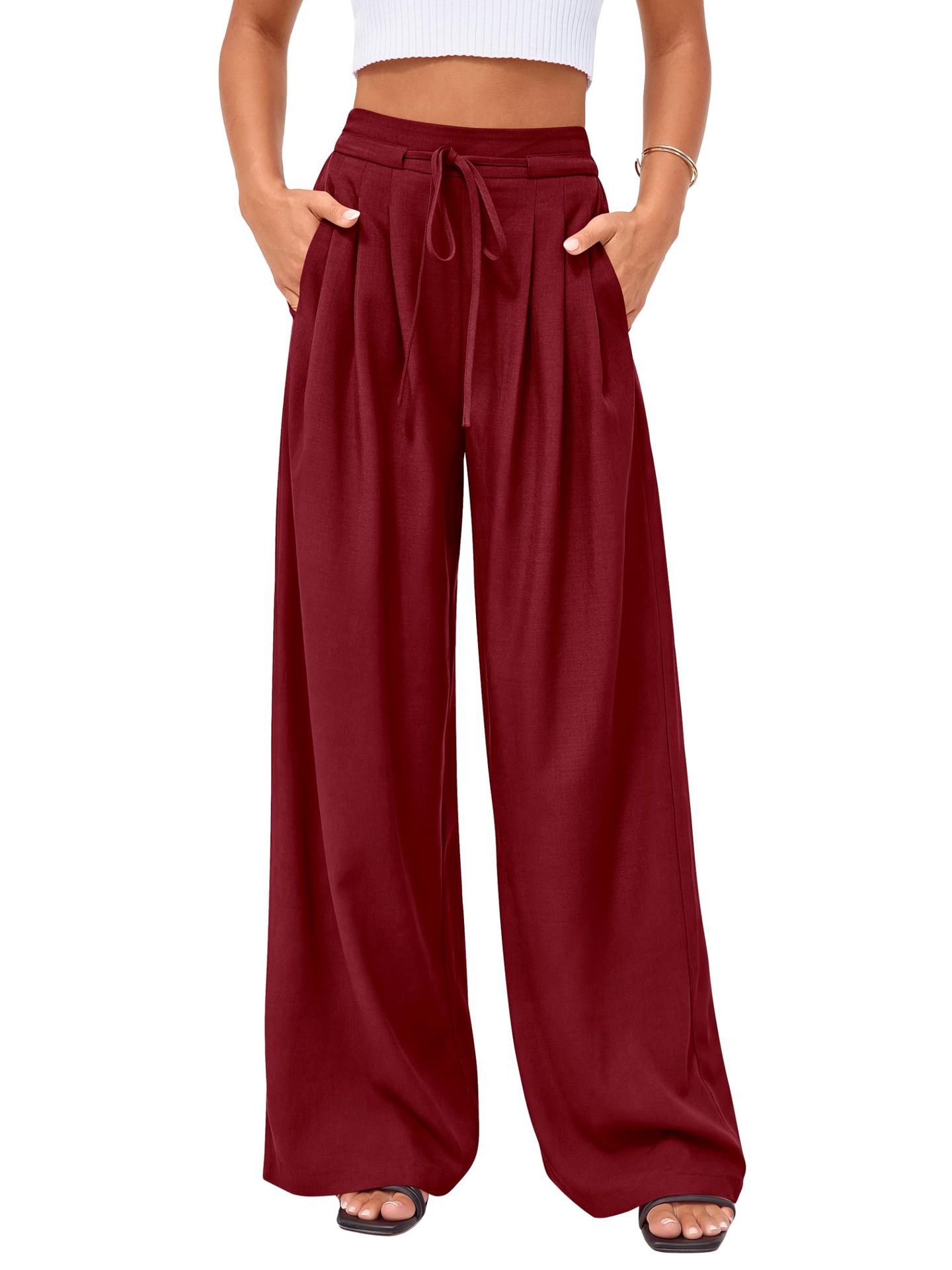 Women High Waist Drawstring Wi - Palazzo Pant Wide review and price
