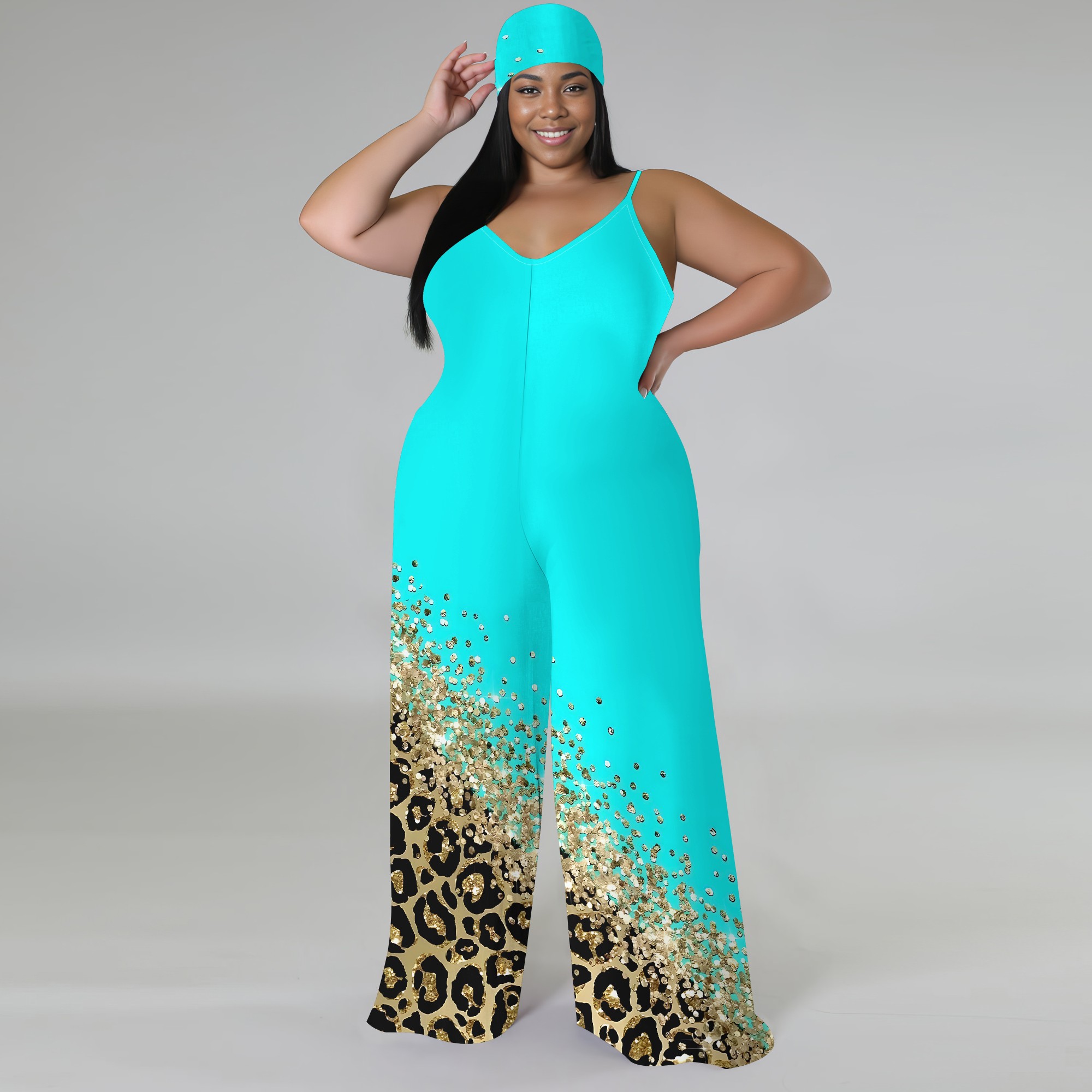 Plus Size Printed Jumpsuit - S - Palazzo Pant Wide review and price