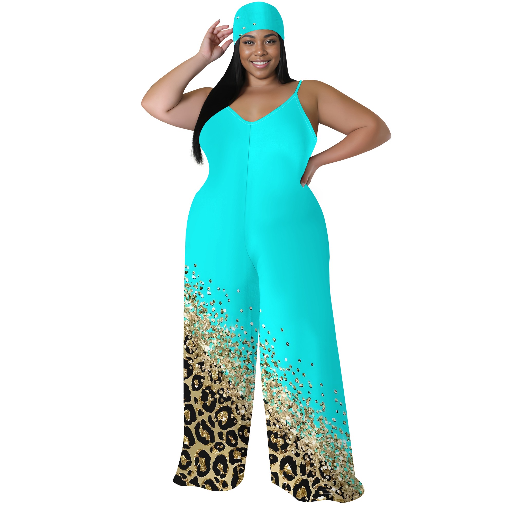 Plus Size Printed Jumpsuit - S - Palazzo Pant Wide review and price