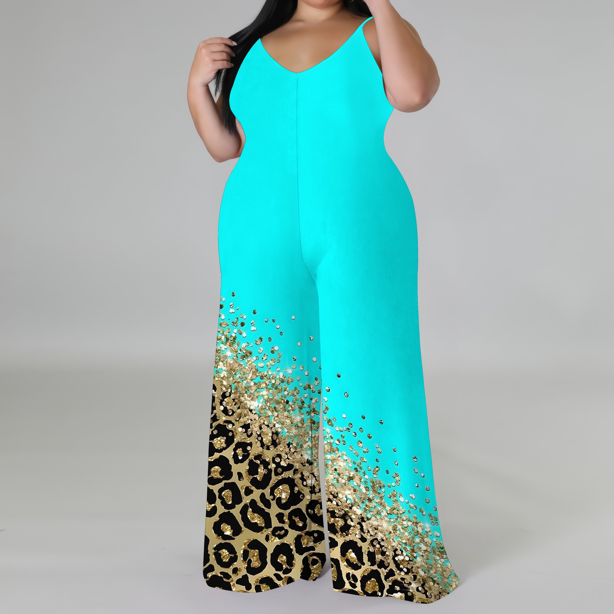 Plus Size Printed Jumpsuit - S - Palazzo Pant Wide review and price