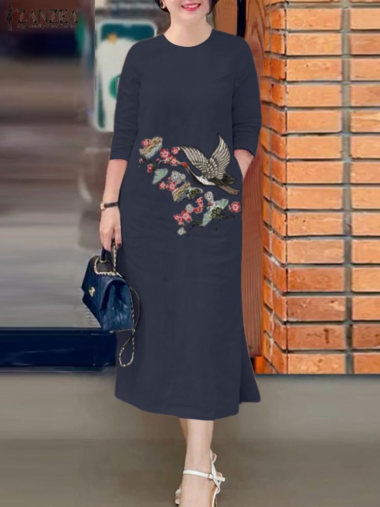 ZANZEA Women Vintage Embroider - Sundress Midi Floral review and price