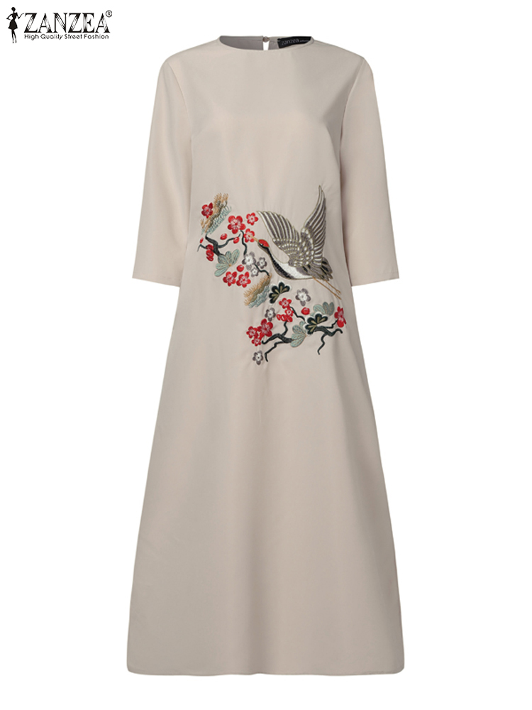 ZANZEA Women Vintage Embroider - Sundress Midi Floral review and price