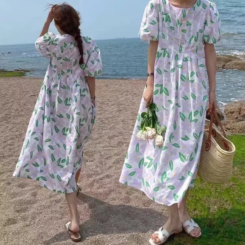 Summer Round Collar High Waist - Sundress Midi Floral review and price