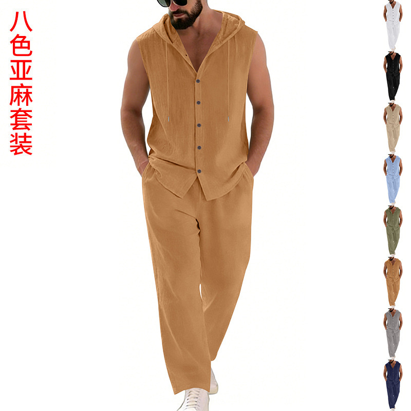 Men's Casual Linen Suit Hooded - Summer Clothing review and price