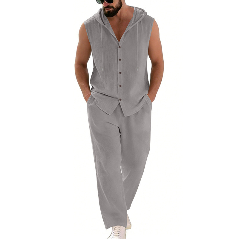 Men's Casual Linen Suit Hooded - Summer Clothing review and price