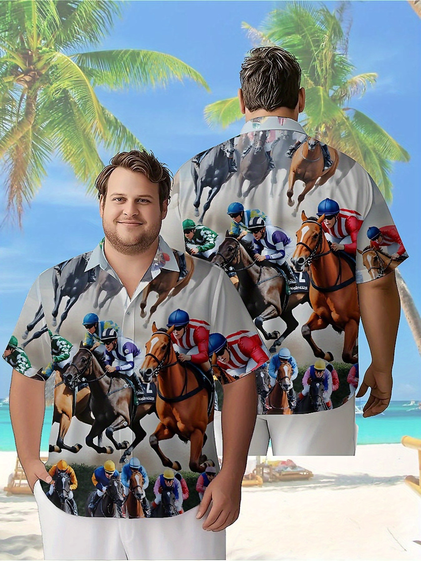 Men's Plus Size Hawaiian Shirt - Summer Equestrian Clothing review and price