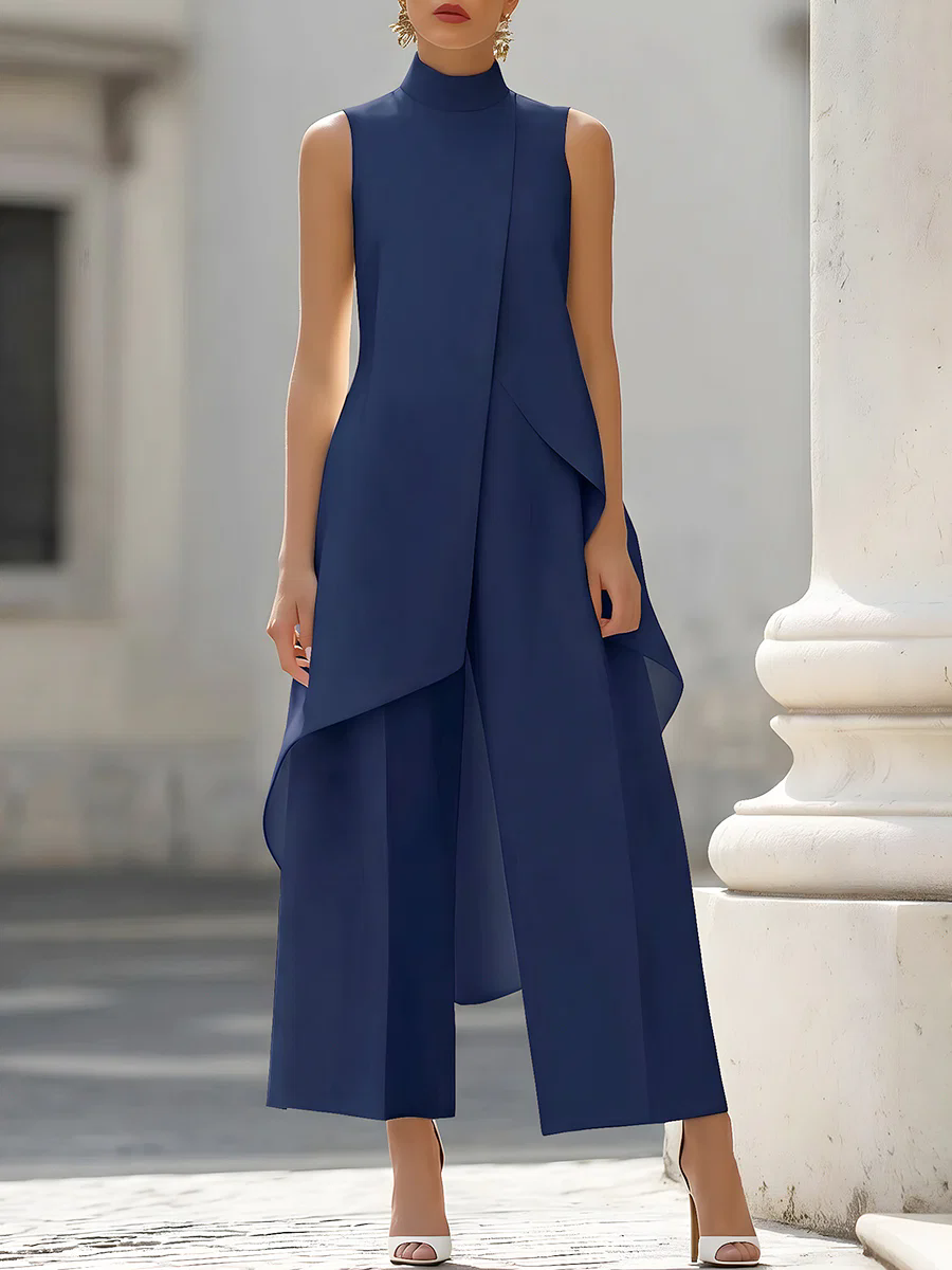 Sleeveless High Neck Asymmetri - Palazzo Pant Wide review and price