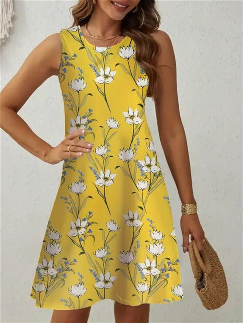 Casual Yellow Floral Dress Wom - Soft Summer Yellow Clothing review and price