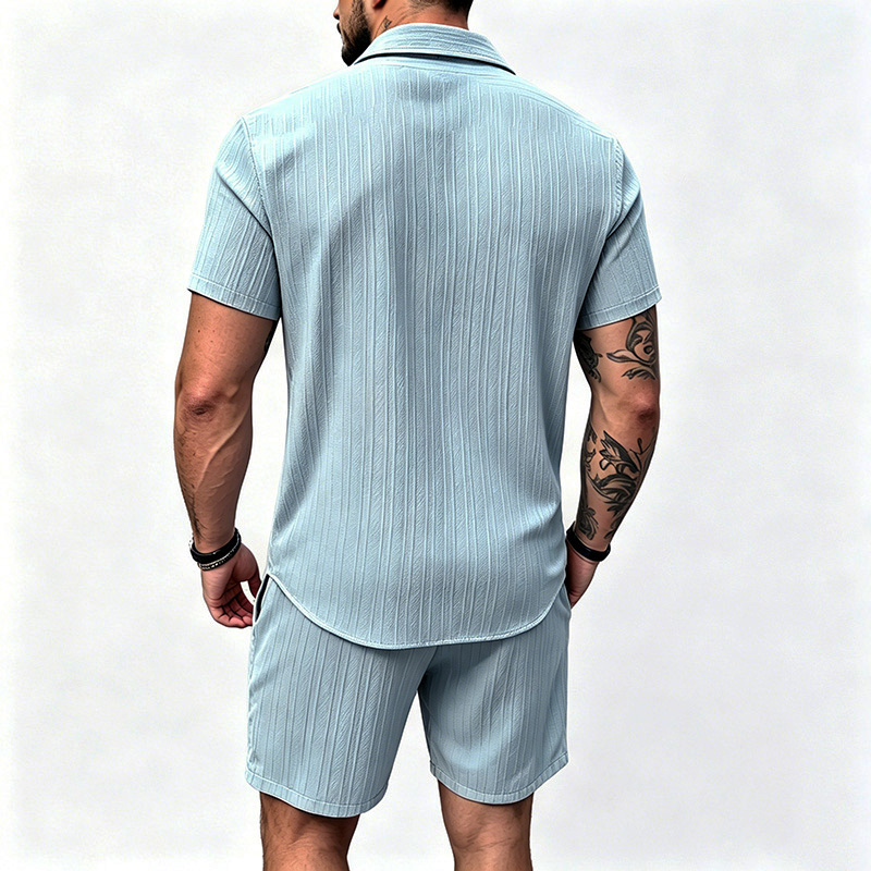 2026 New Men Vertical Wrinkle  - Summer Clothing Sets Men review and price