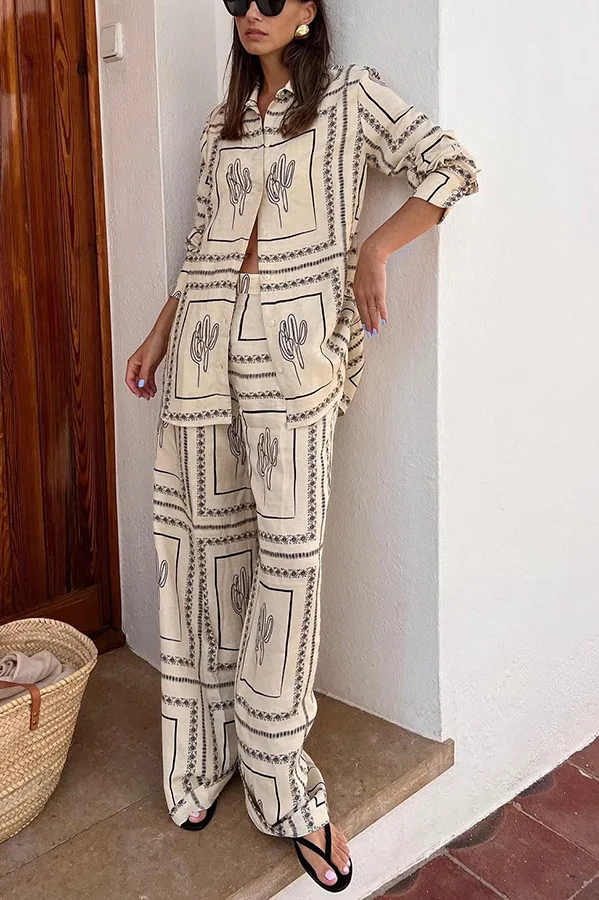 Printed Shirts Two Piece Set W - Summer Clothing review and price
